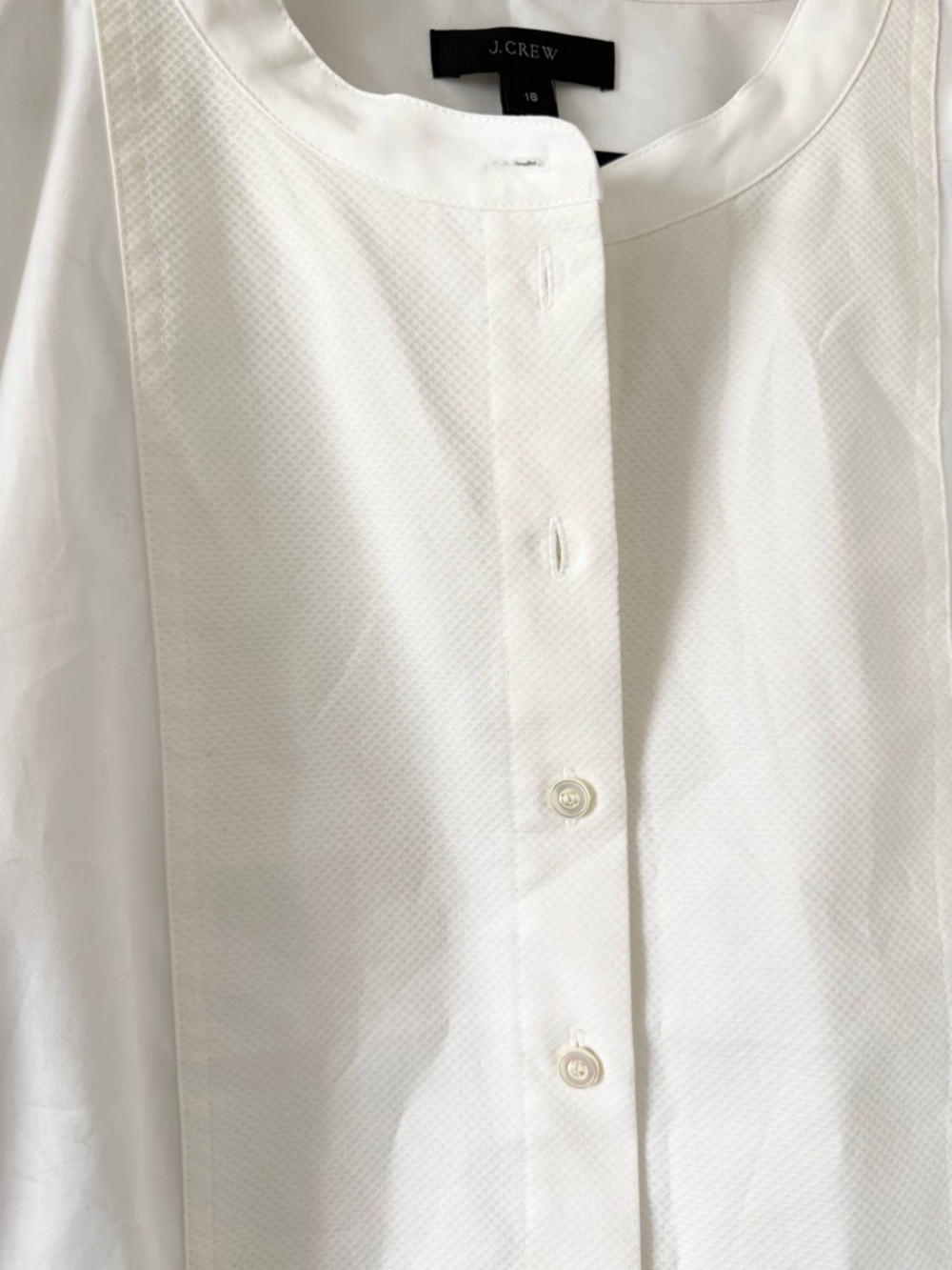 J. Crew Cotton Poplin Tuxedo Front Popover in White Size 16 - Picture 3 of 6